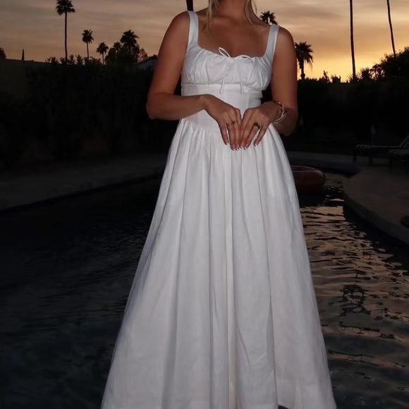 Reformation Balia Linen Dress in White - Picture 1 of 5